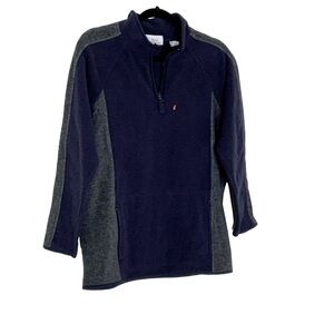 LORD + Taylor: blue and grey fleece pullover. Long sleeves. Size L